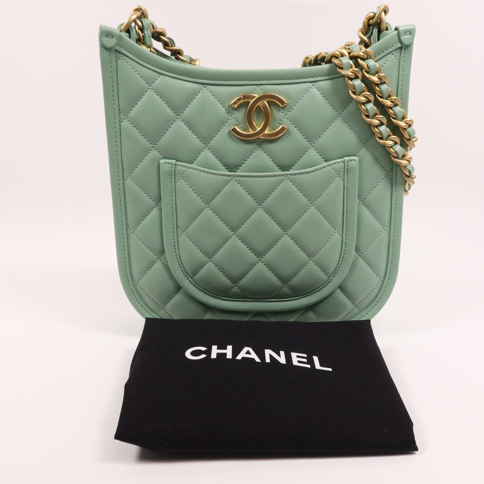 CHANEL 牛皮皮革Shoulder Bag金扣手挽肩背兩用袋