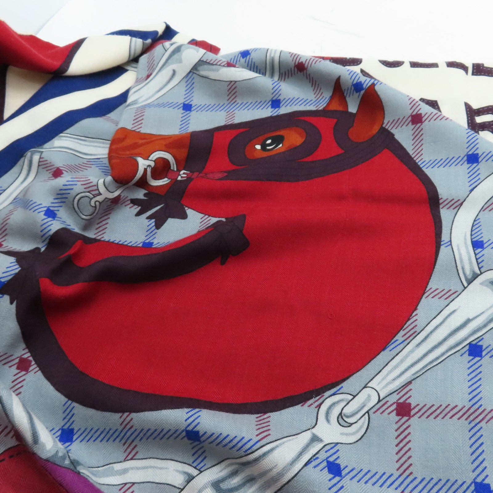 HERMES 【激減優惠】羊絨/絲質Scarf圍巾紅色/藍色