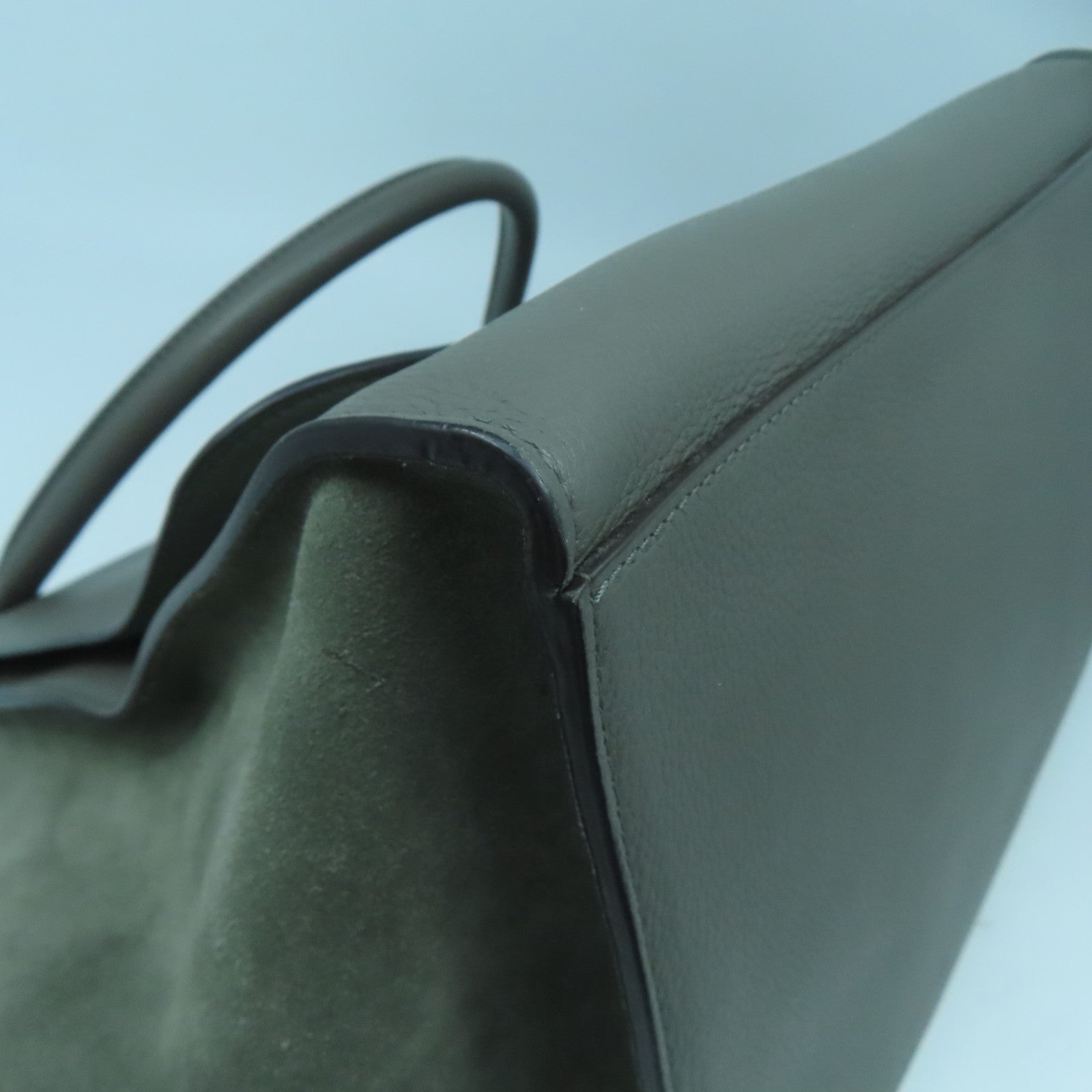 CELINE 【激減優惠】牛皮皮革Trapeze銀扣肩背袋綠色