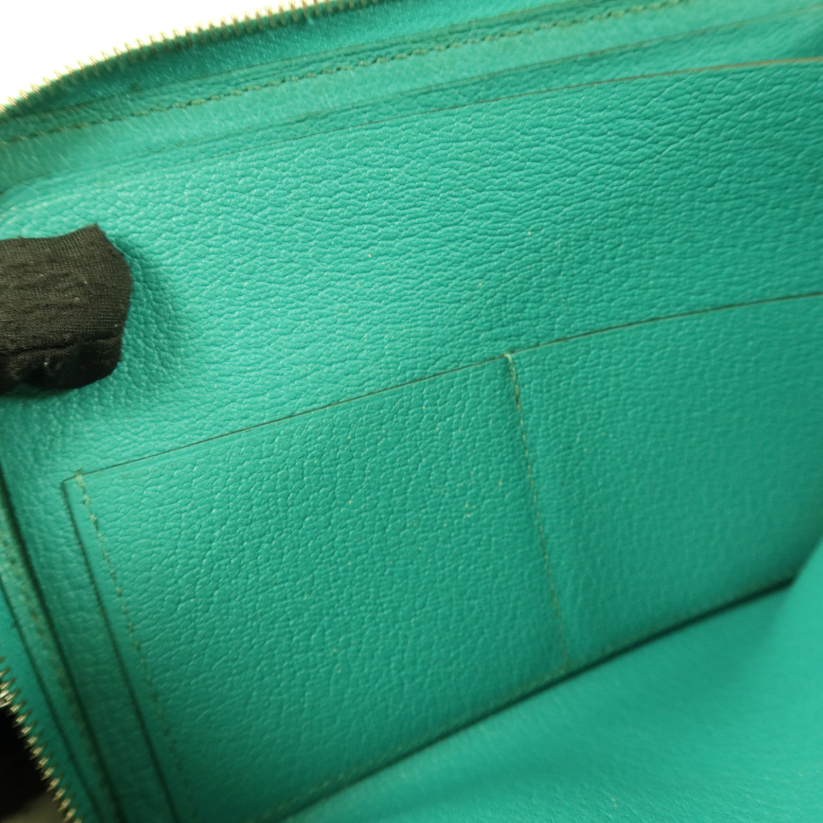 HERMES 【激減優惠】Epsom皮革Zipper Long Wallet銀扣拉鏈長錢包Bleu Paon