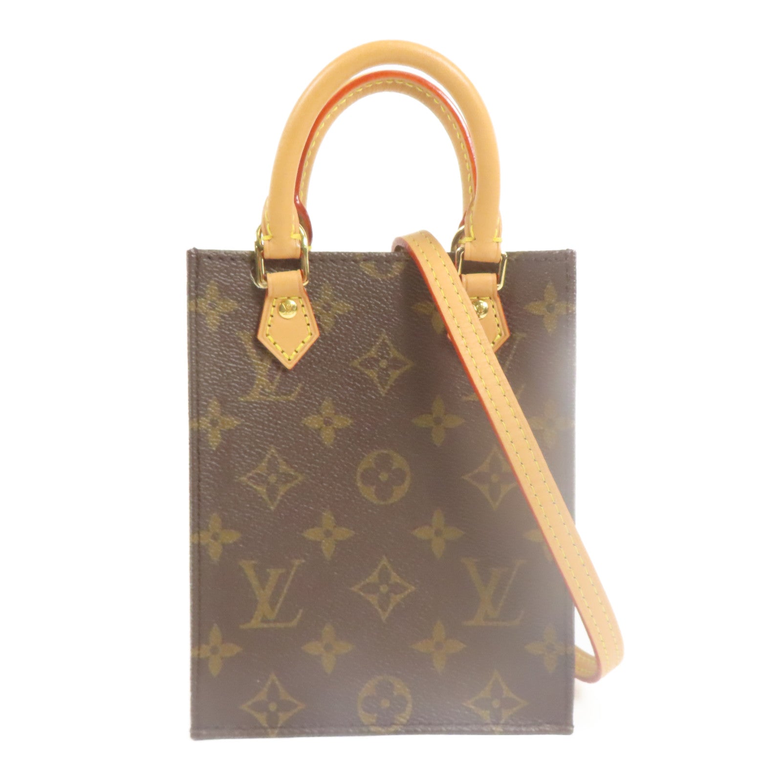 LOUIS VUITTON 【激減優惠】Monogram Petit Sac Plat金扣手挽肩背兩用袋Monogram Petit Sac Plat金扣手挽肩背兩用袋