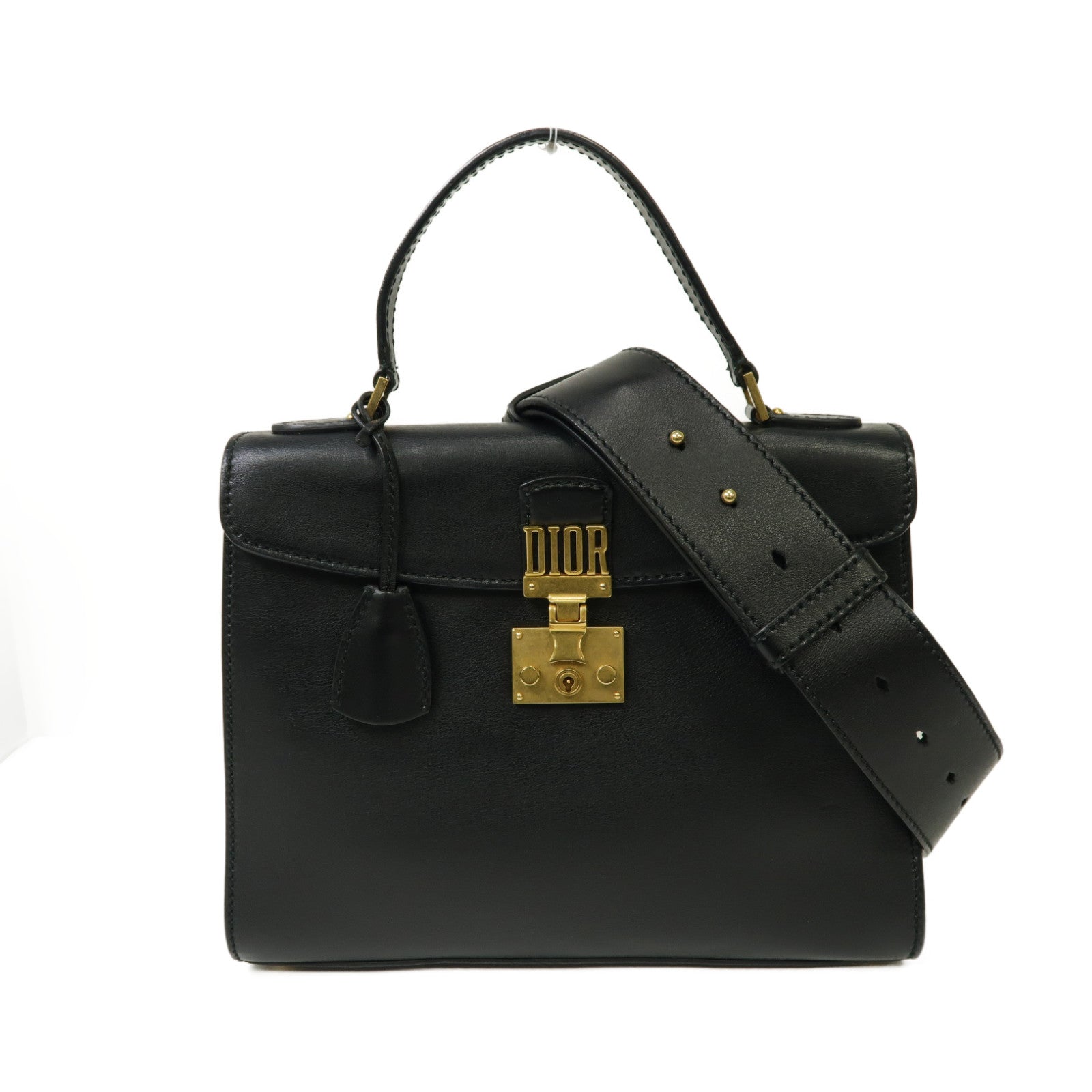Dior 牛皮皮革2way Shoulder Bag金扣手挽肩背兩用袋黒色