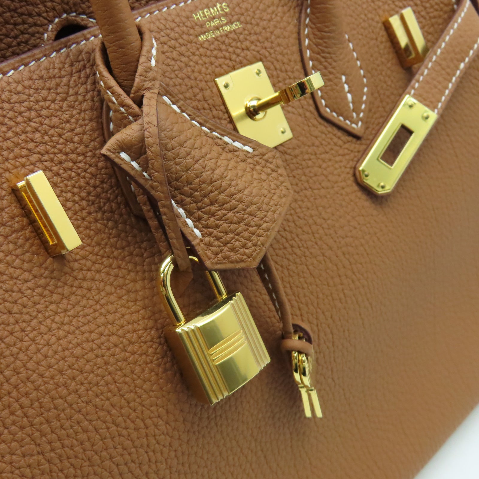 HERMES Togo皮革Birkin 25 Handbag金扣手挽袋Gold/經典駝色