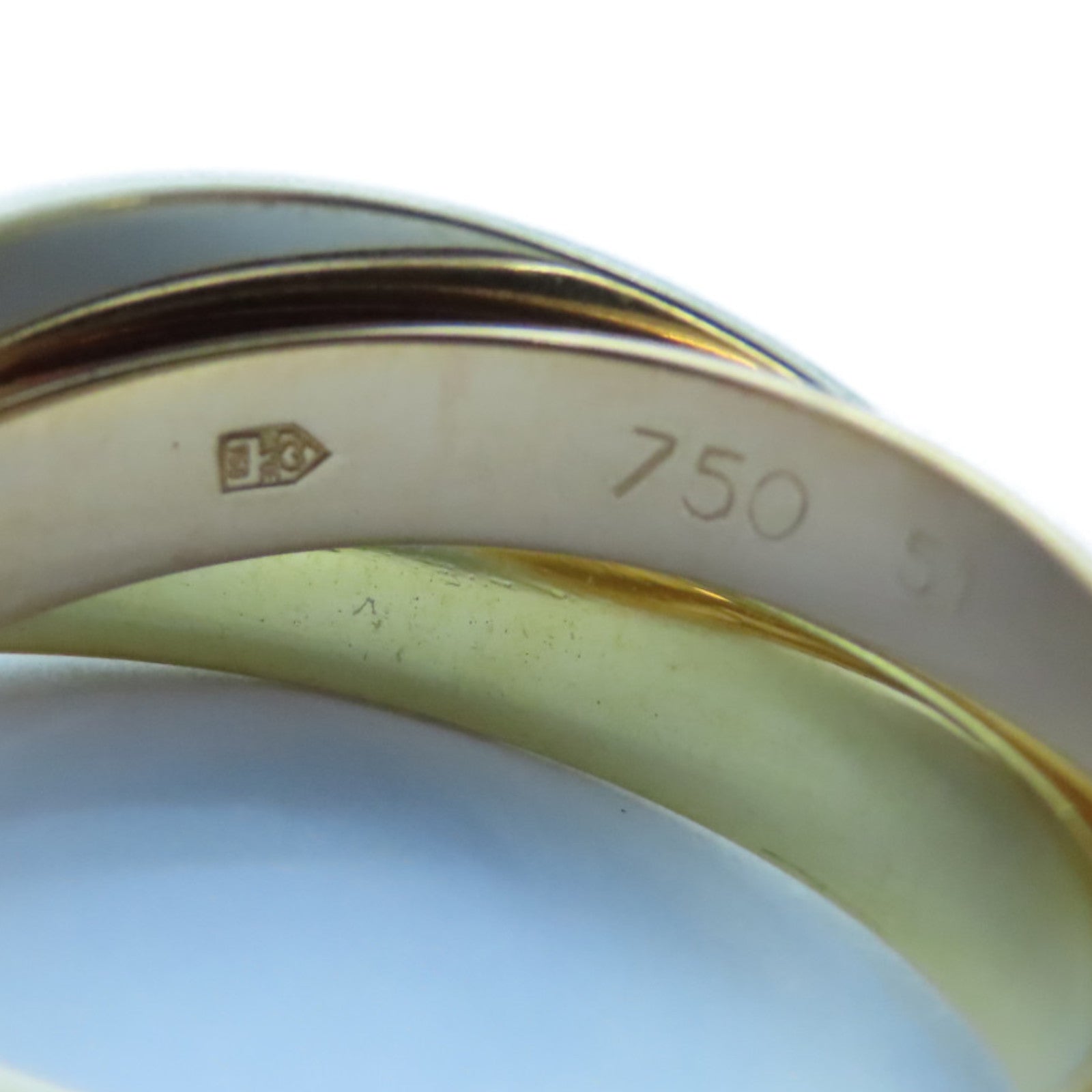 CARTIER 18K黃金/白金/玫瑰金Trinity戒指Cartier#51/US#5.75
