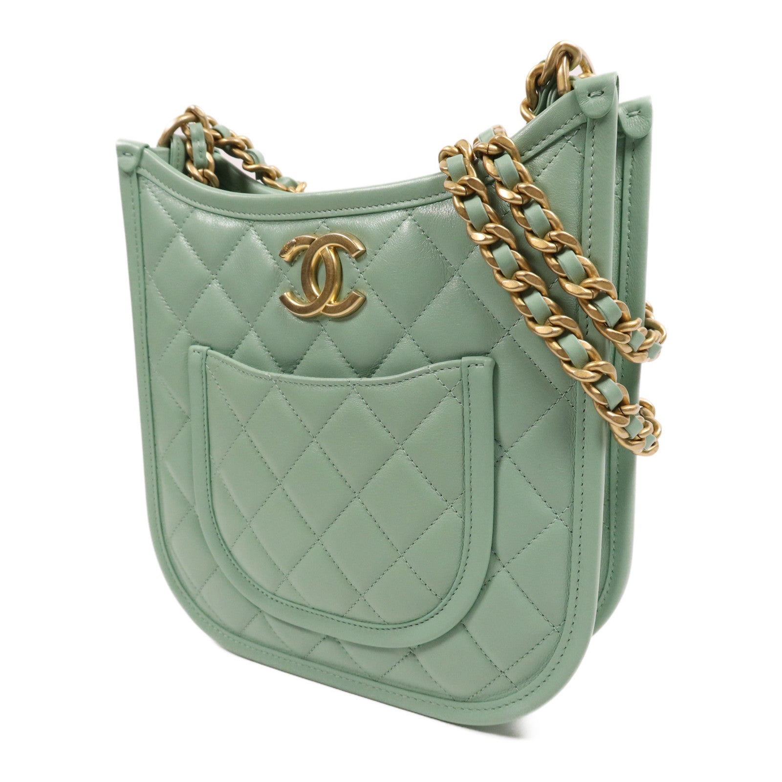 CHANEL 牛皮皮革Shoulder Bag金扣手挽肩背兩用袋
