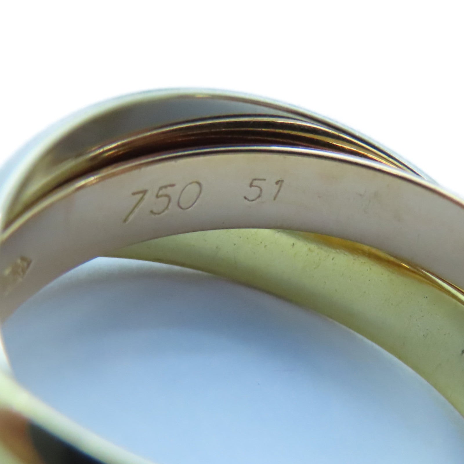 CARTIER 18K黃金/白金/玫瑰金Trinity戒指Cartier#51/US#5.75