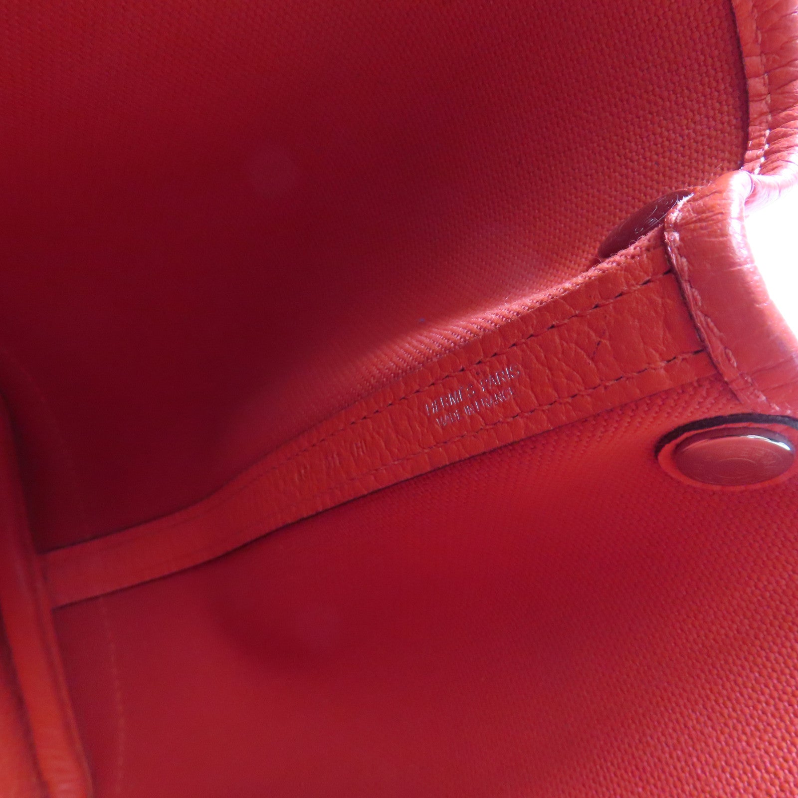 HERMES 帆布Garden Party TPM銀扣手挽袋Rouge Tomate