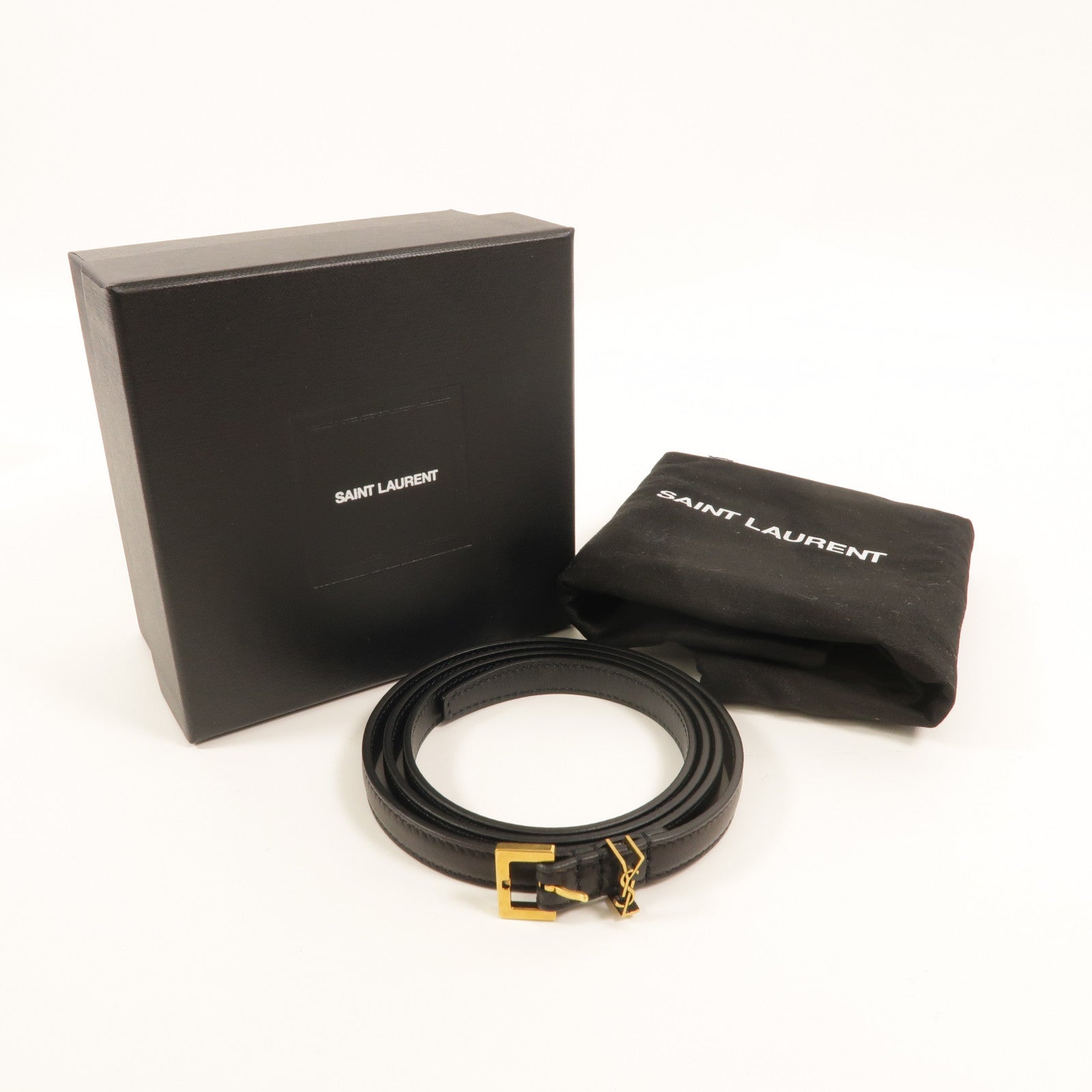 SAINT LAURENT 牛皮皮革Cassandre Extra Thin Belt皮帶