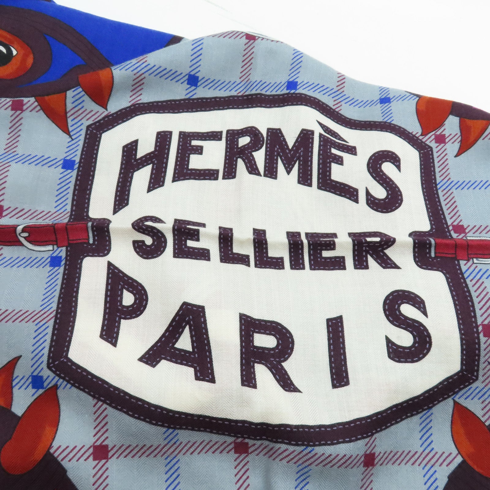 HERMES 【激減優惠】羊絨/絲質Scarf圍巾紅色/藍色