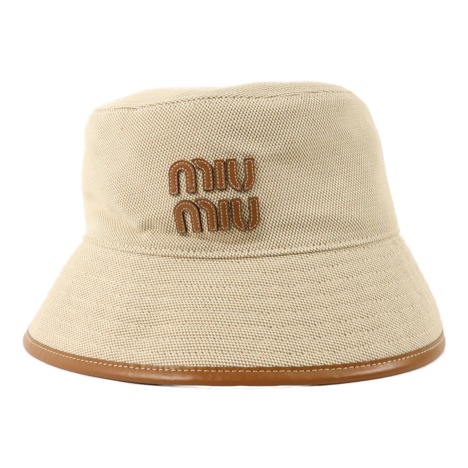 Miu Miu 帆布/牛皮皮革Bucket Hat帽子