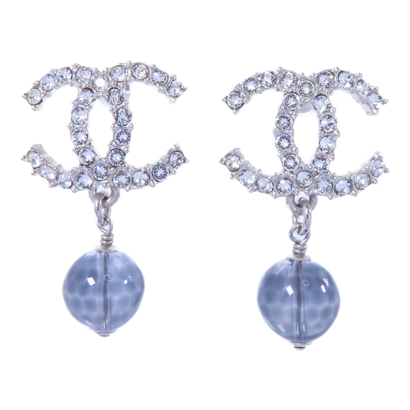 CHANEL PVC/金屬Earrings耳環銀色/透明/藍色
