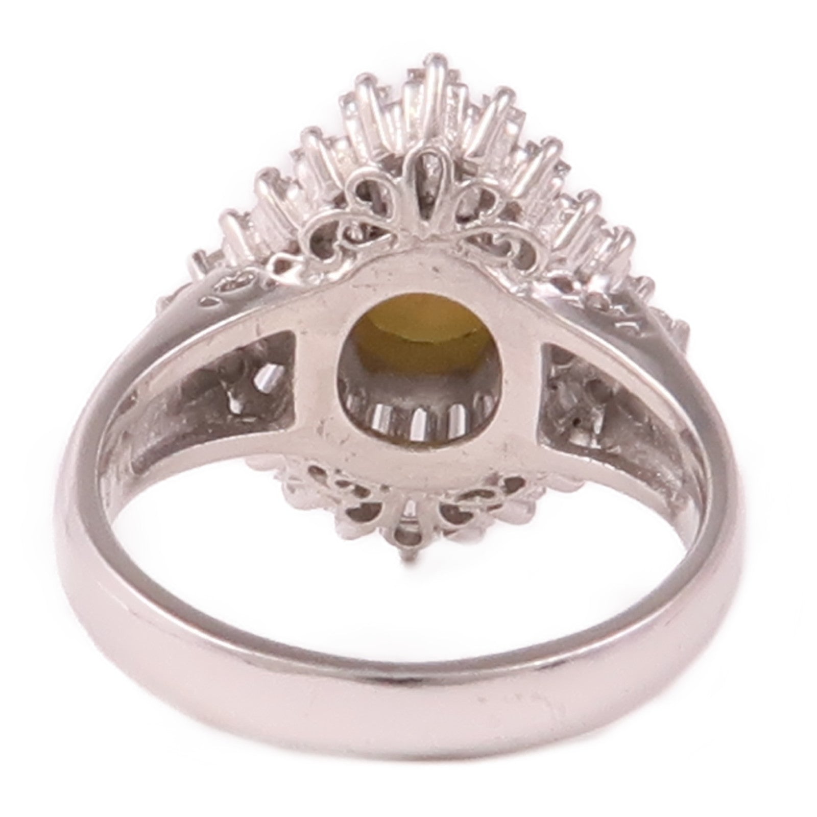 JEWELRY 【激減優惠】PT900鉑金Cat's Eye/Diamond Ring貓眼石/鑽石戒指US#5.25