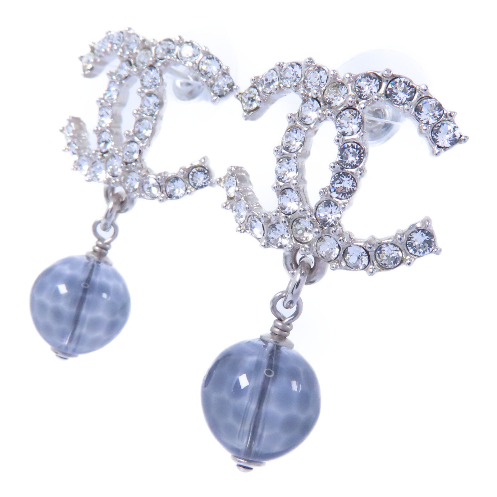 CHANEL PVC/金屬Earrings耳環銀色/透明/藍色
