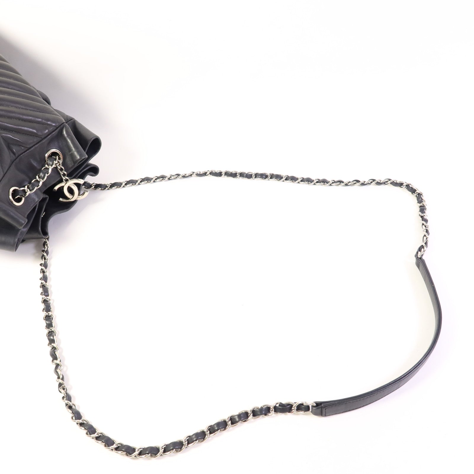 CHANEL 羊皮皮革Shoulder Bag銀扣肩背袋