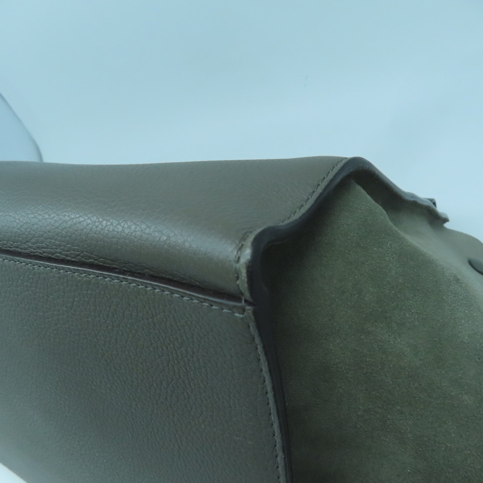CELINE 【激減優惠】牛皮皮革Trapeze銀扣肩背袋綠色