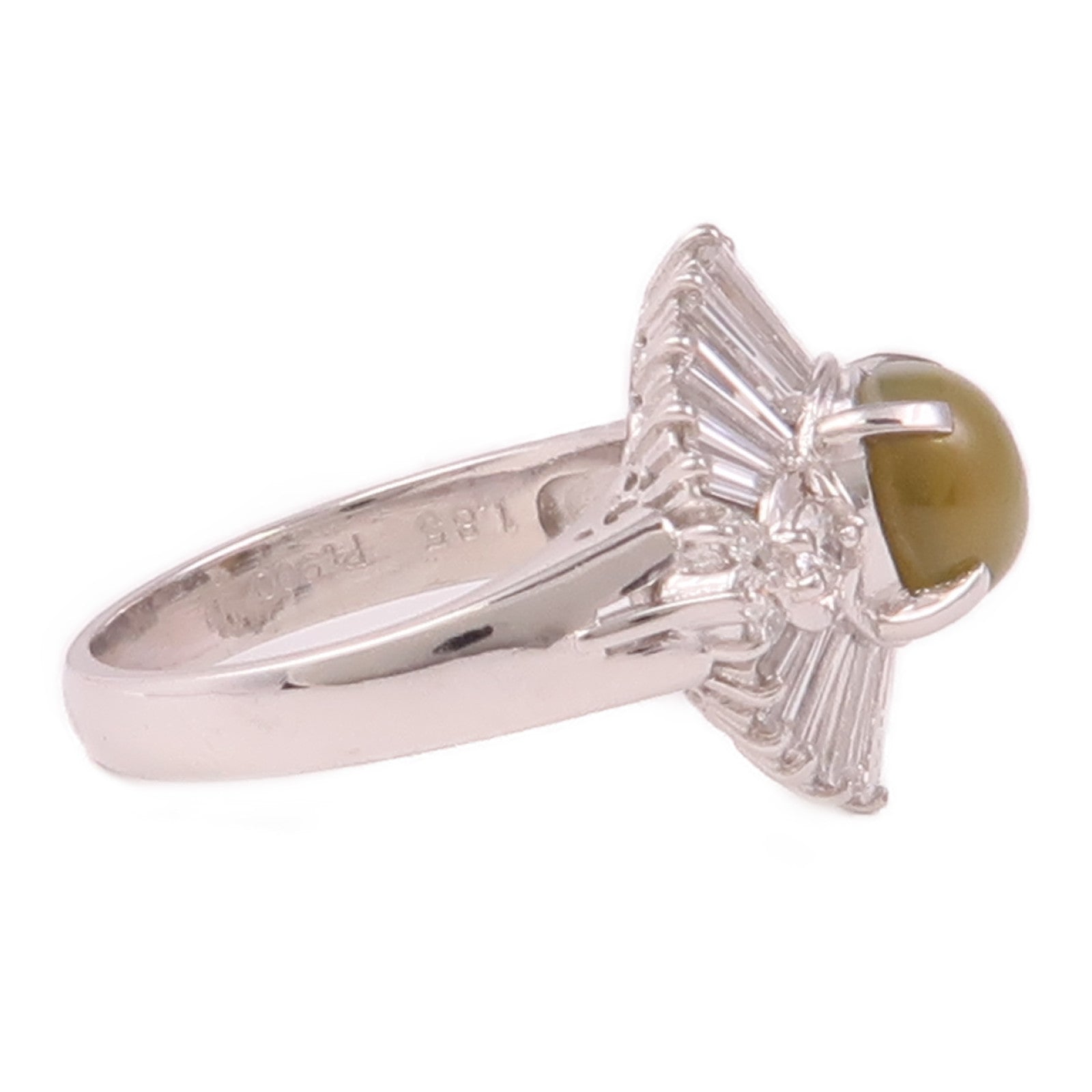 JEWELRY 【激減優惠】PT900鉑金Cat's Eye/Diamond Ring貓眼石/鑽石戒指US#5.25