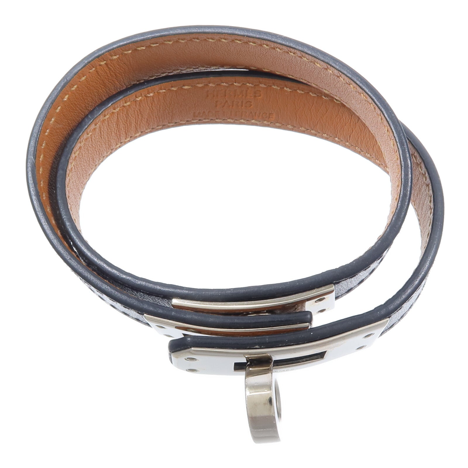 HERMES Box Calf皮革Kelly Double Tour手帶Noir
