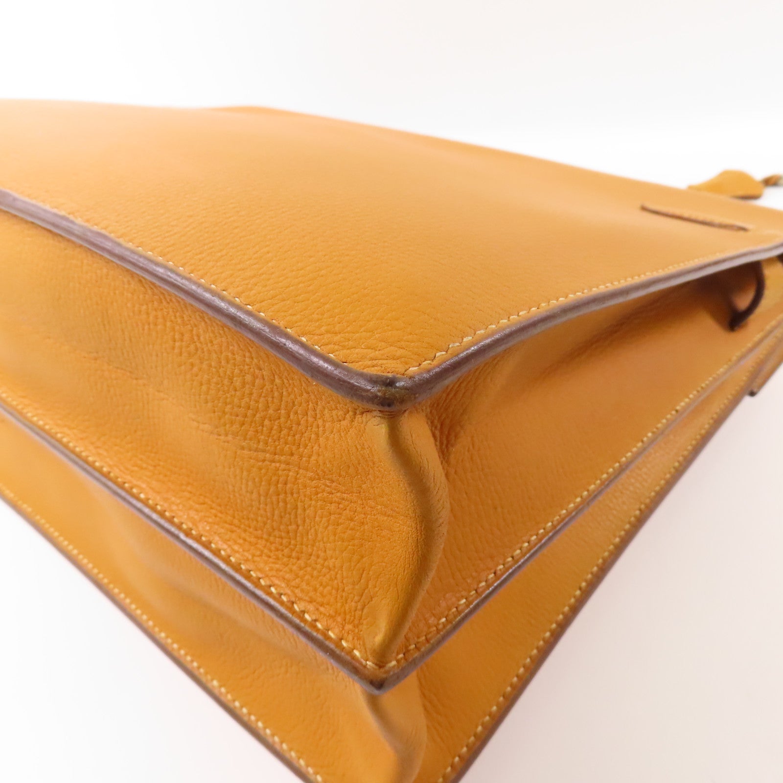 HERMES Evergrain皮革Briefcase銀扣公事包Camel