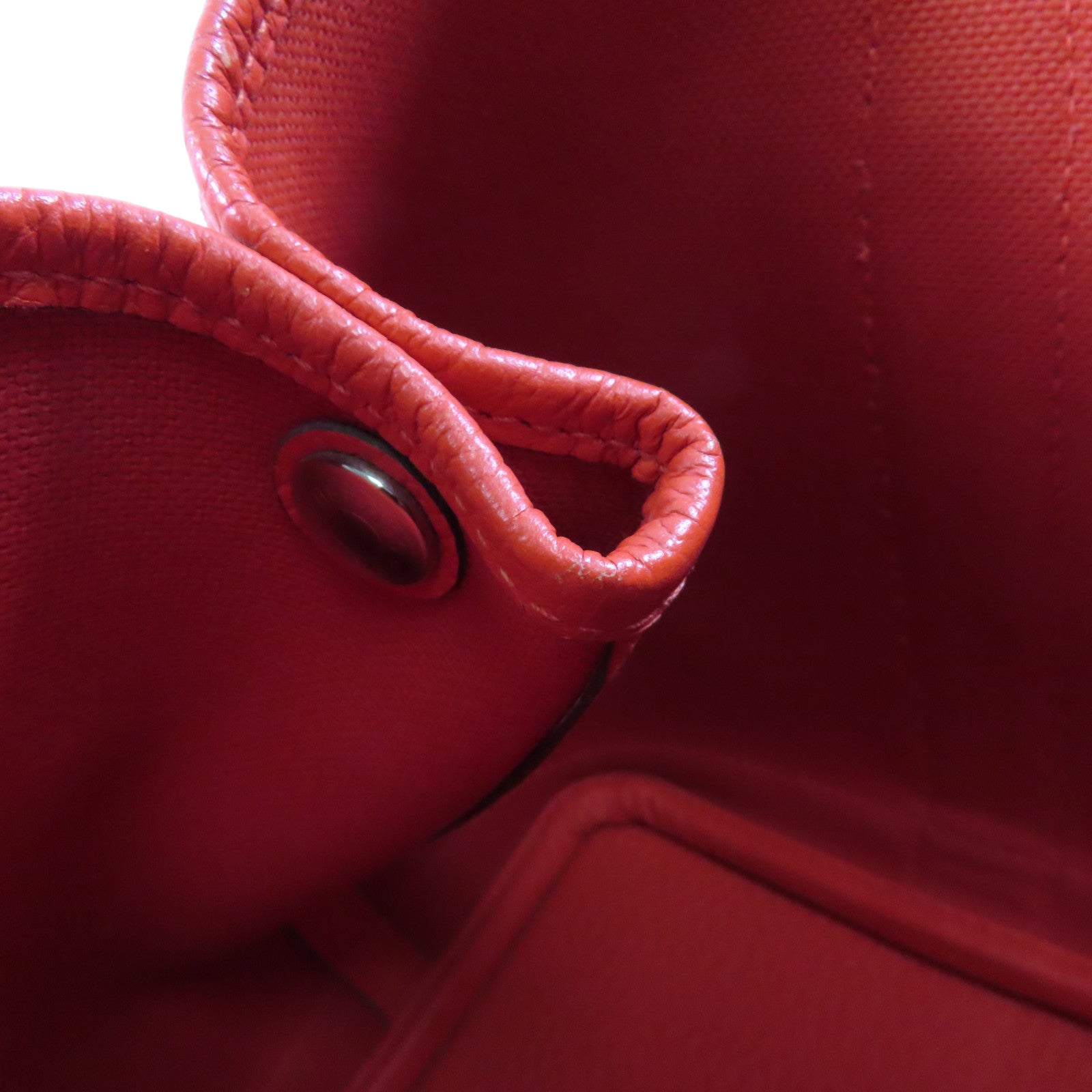 HERMES 帆布Garden Party TPM銀扣手挽袋Rouge Tomate