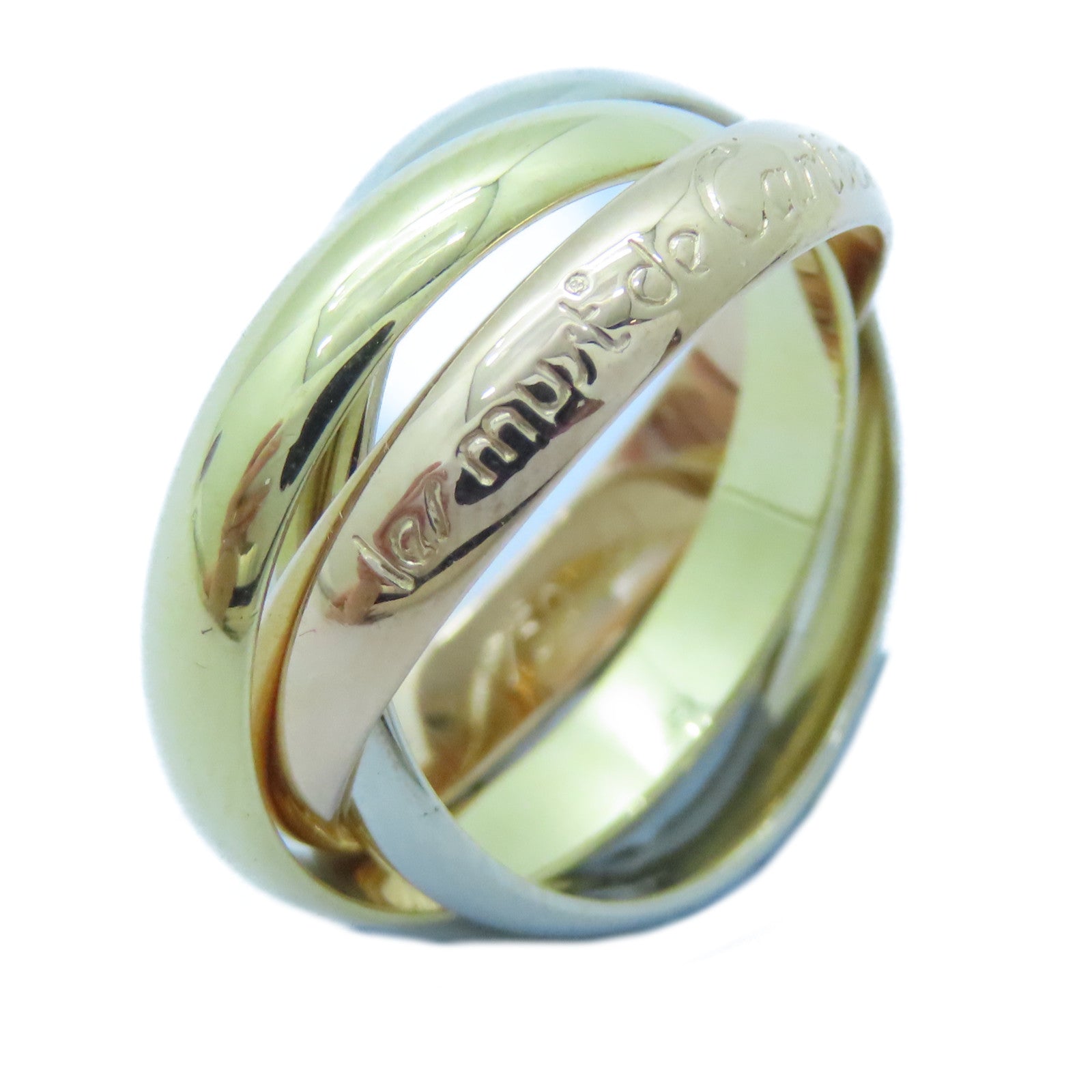 CARTIER 18K黃金/白金/玫瑰金Trinity戒指Cartier#51/US#5.75