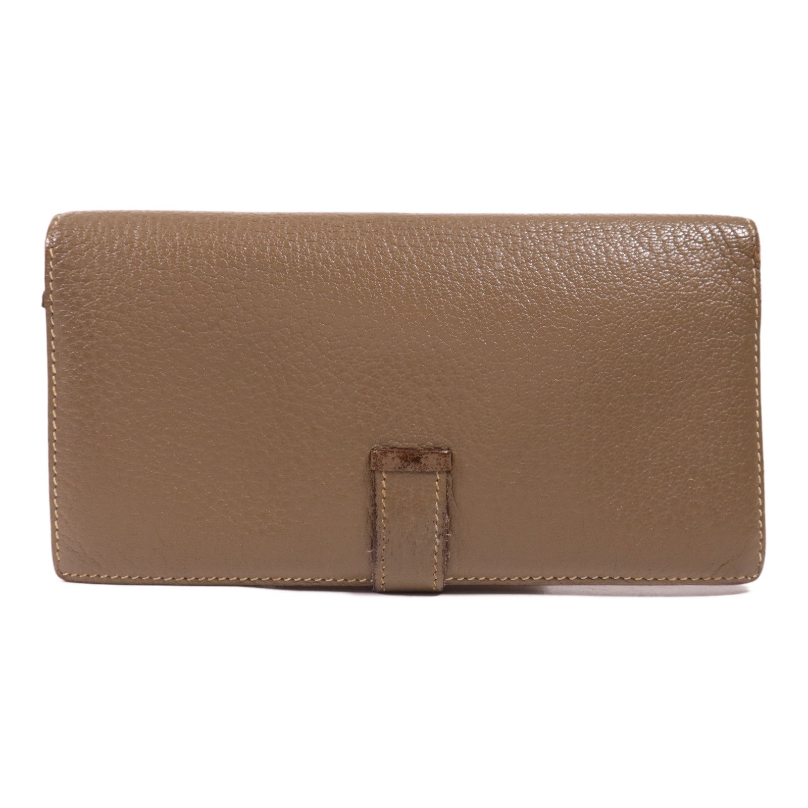 HERMES 【激減優惠】Chevre皮革Bearn Wallet金扣長錢包Etoupe