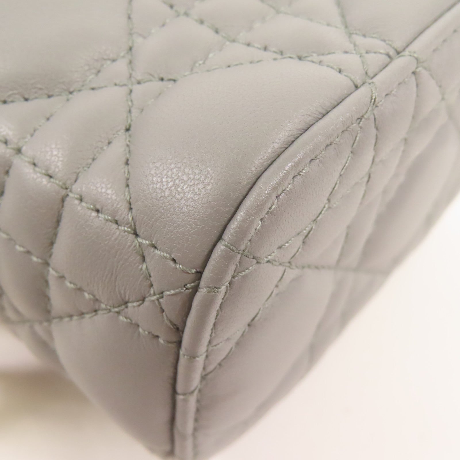 Dior CD GHW Micro Vanity Case 2 Way Bag Lambskin Leather Grey