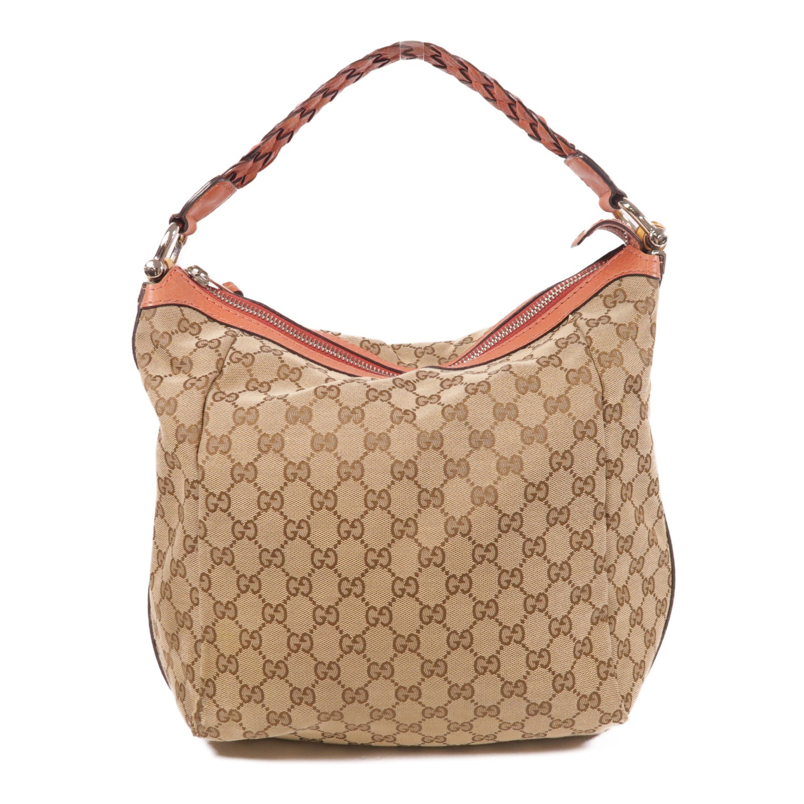 GUCCI 帆布Shoulder Bag銀扣肩背袋