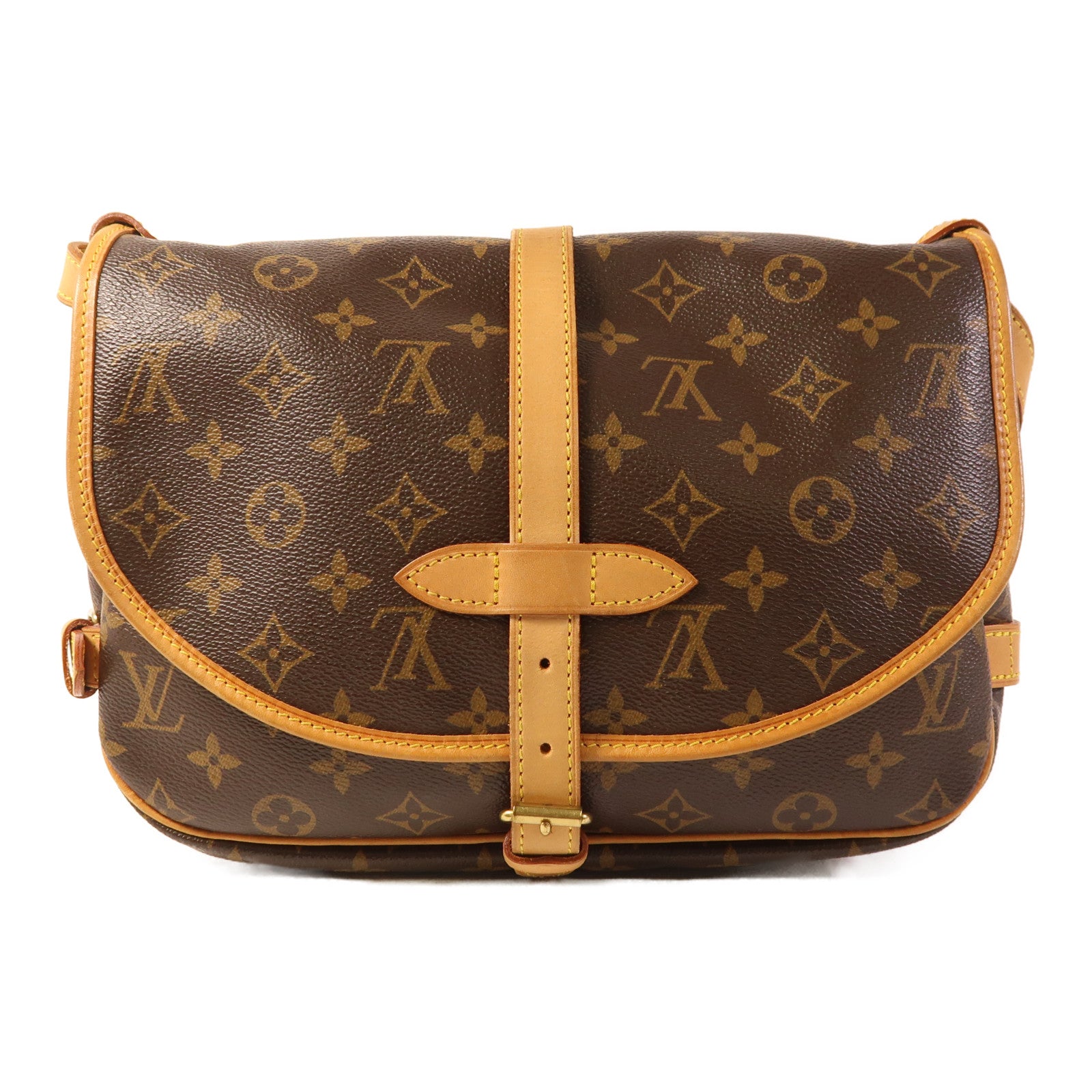 LOUIS VUITTON Monogram Saumur 30金扣肩背袋棕色