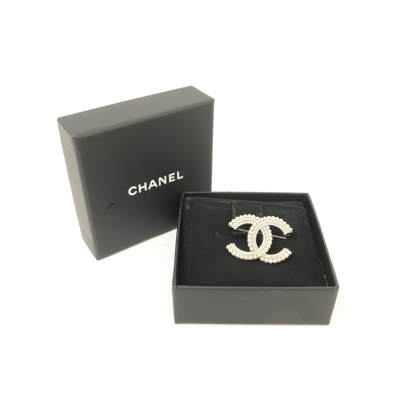 CHANEL PVC/金屬Brooch銀扣胸針白色