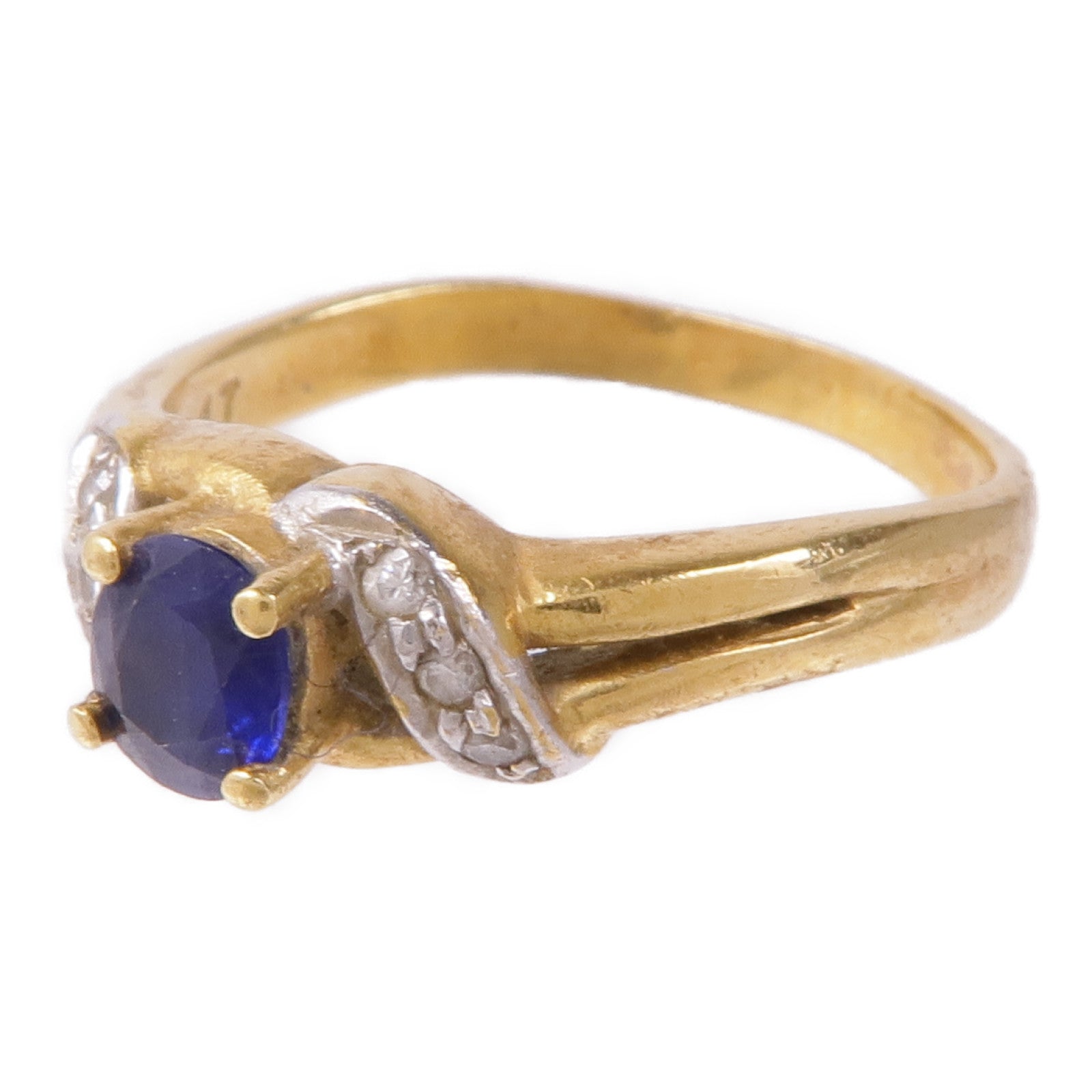 JEWELRY Sapphire Diamond Ring Accessories 18K Yellow/White Gold US#6.25