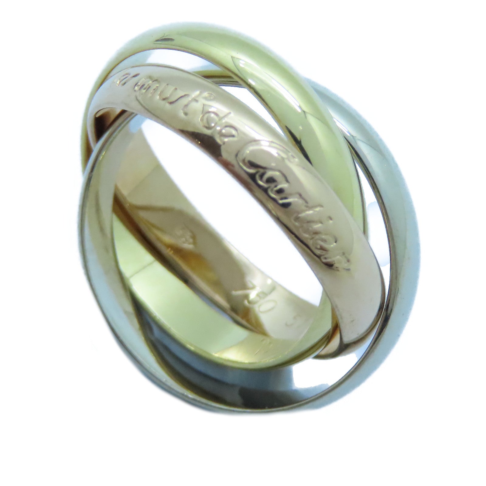 CARTIER 18K黃金/白金/玫瑰金Trinity戒指Cartier#51/US#5.75