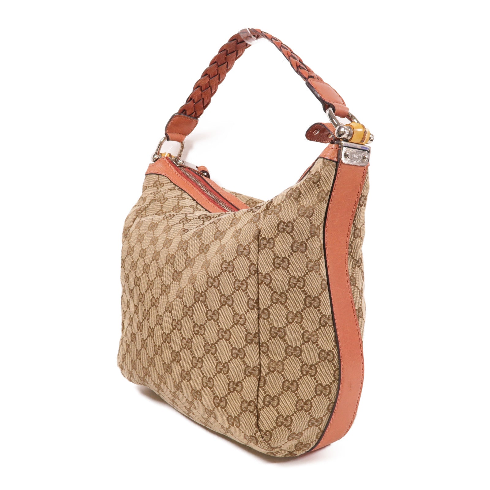 GUCCI 帆布Shoulder Bag銀扣肩背袋