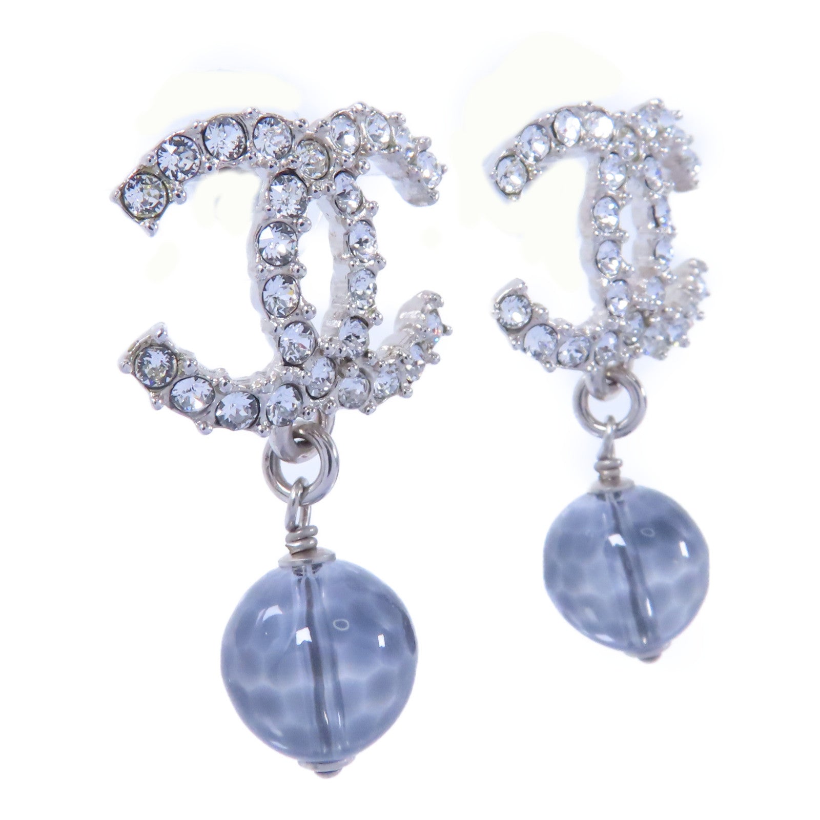 CHANEL PVC/金屬Earrings耳環銀色/透明/藍色