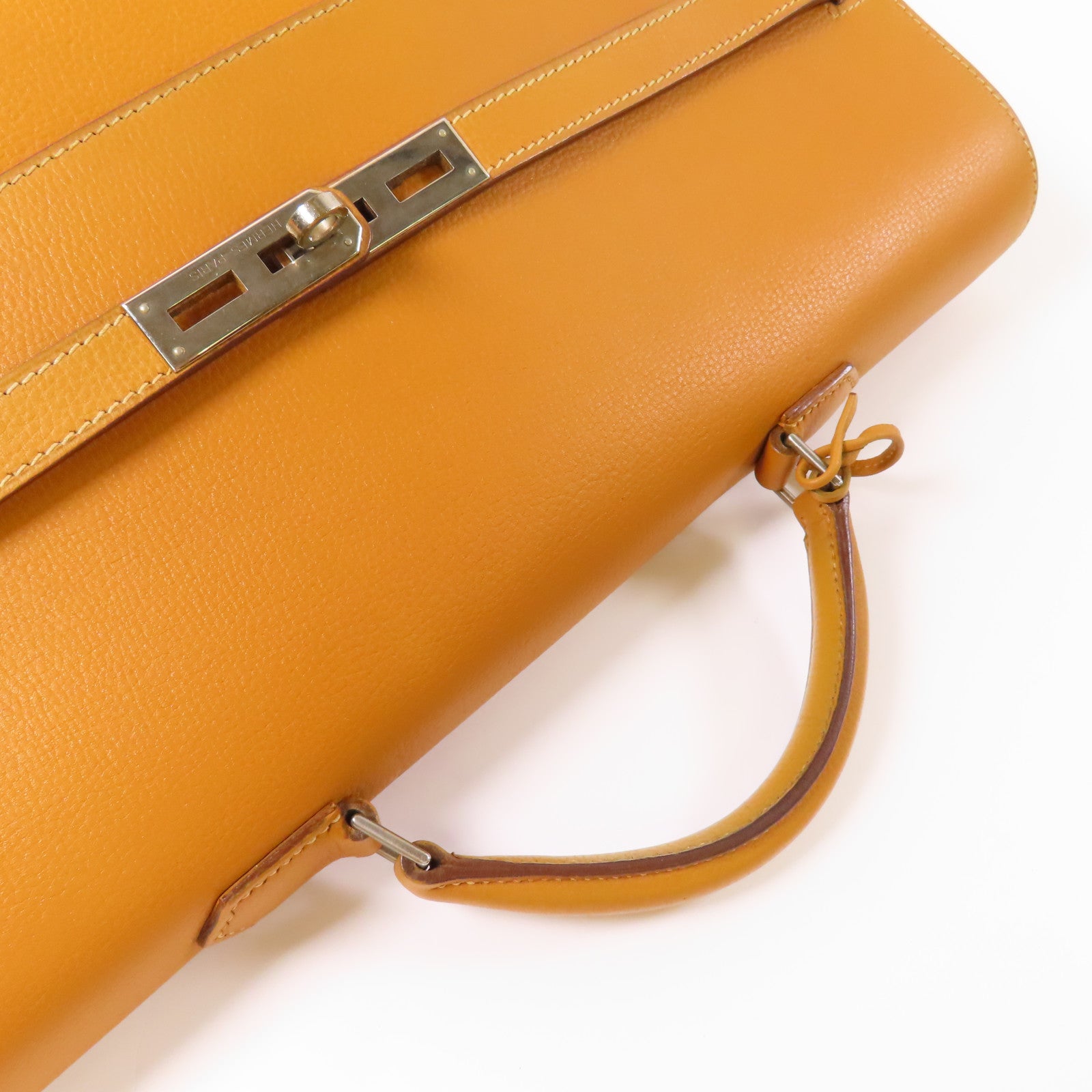 HERMES Evergrain皮革Briefcase銀扣公事包Camel
