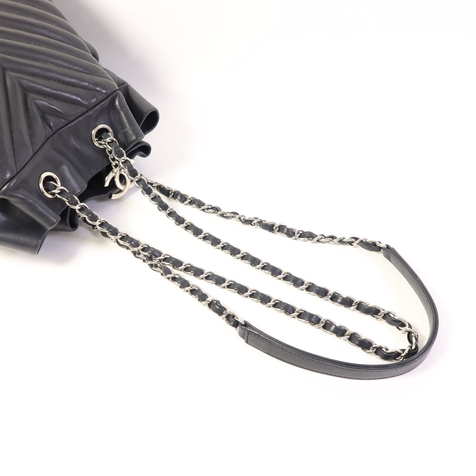 CHANEL 羊皮皮革Shoulder Bag銀扣肩背袋