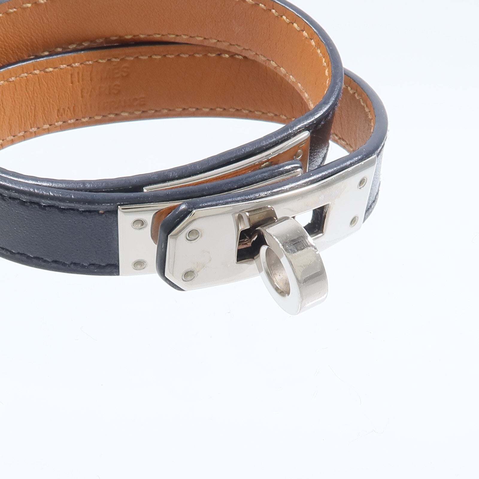 HERMES Box Calf皮革Kelly Double Tour手帶Noir