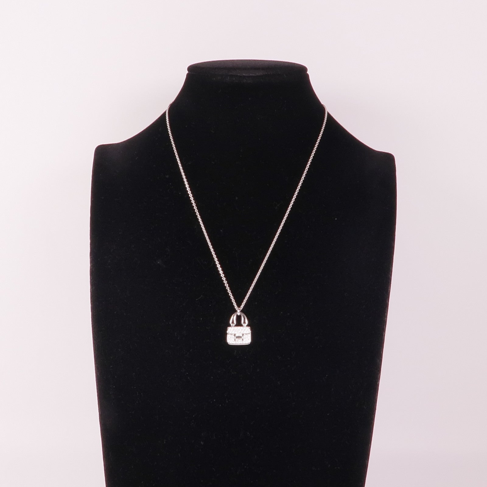 HERMES 18K白金Amulettes Constance Pendant鑽石項鍊