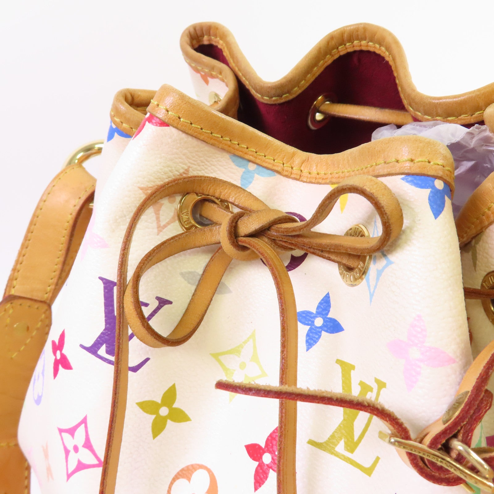LOUIS VUITTON Monogram Multicolor Petit Noe Shoulder Bag金扣肩背袋白色/彩色
