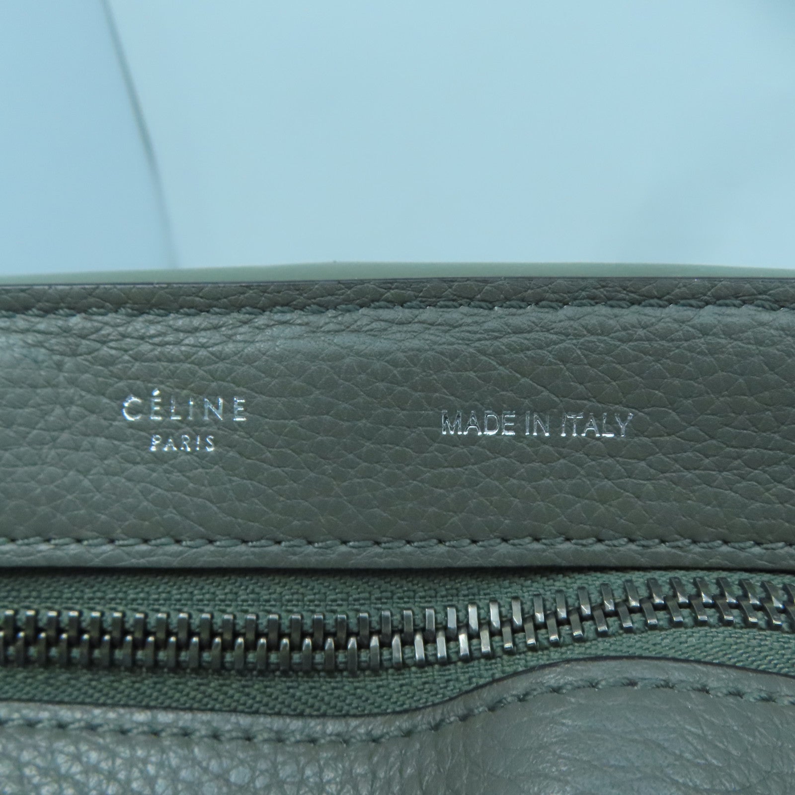 CELINE 【激減優惠】牛皮皮革Trapeze銀扣肩背袋綠色