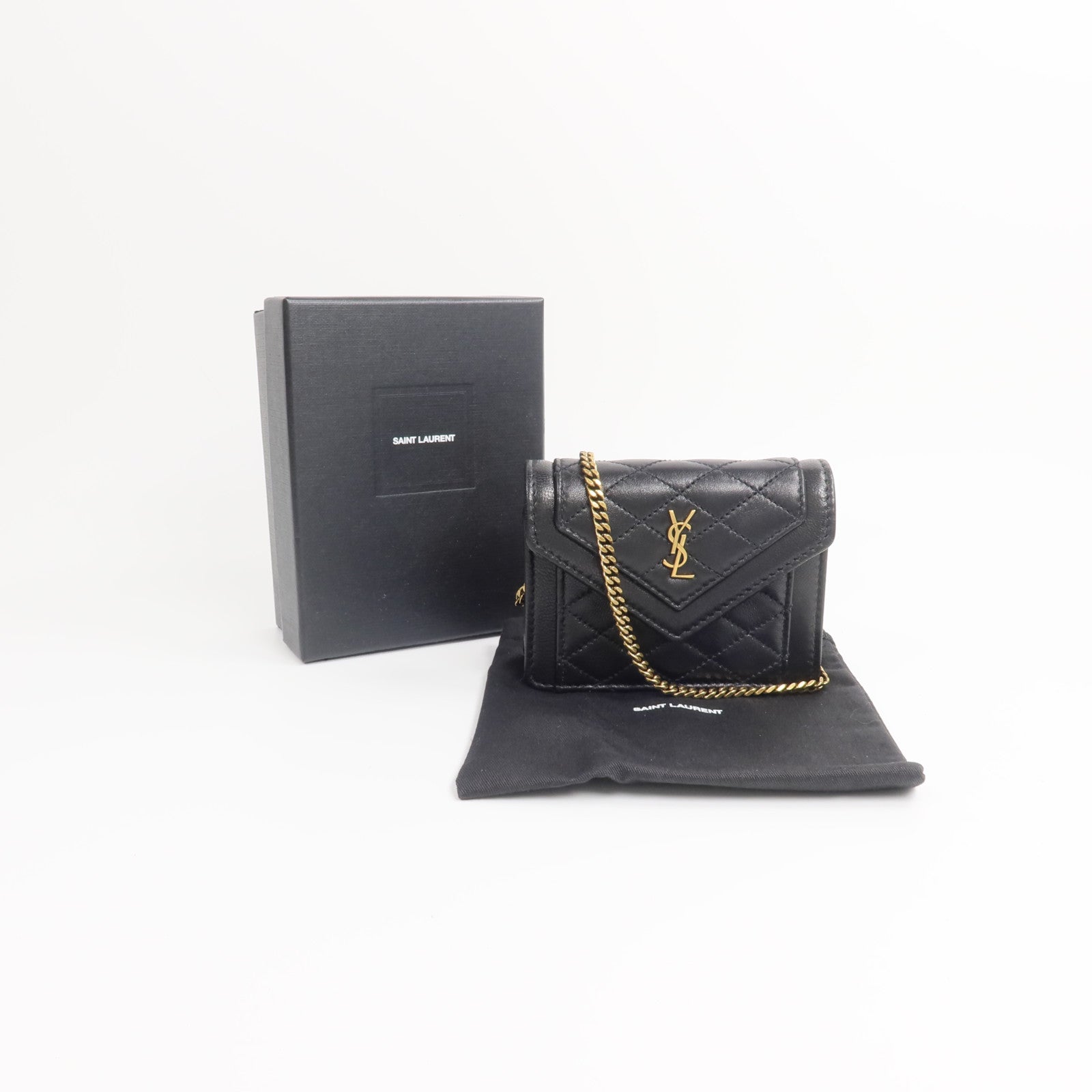 YVES SAINT LAURENT 羊皮皮革Gaby Mirco鏈帶肩背袋