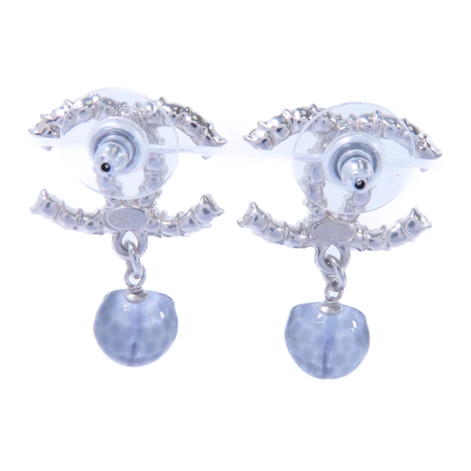 CHANEL PVC/金屬Earrings耳環銀色/透明/藍色