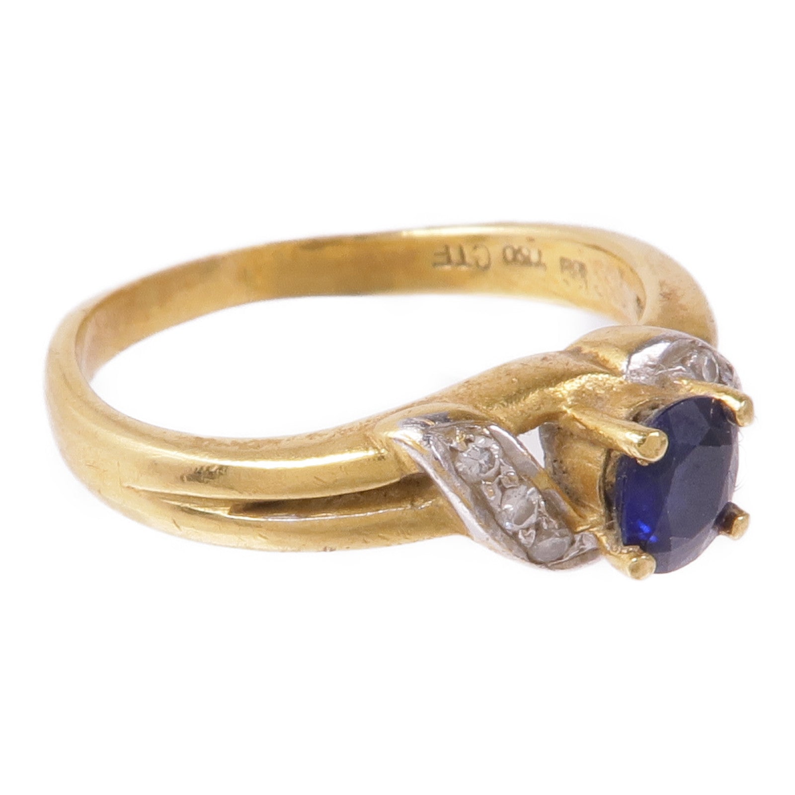 JEWELRY Sapphire Diamond Ring Accessories 18K Yellow/White Gold US#6.25