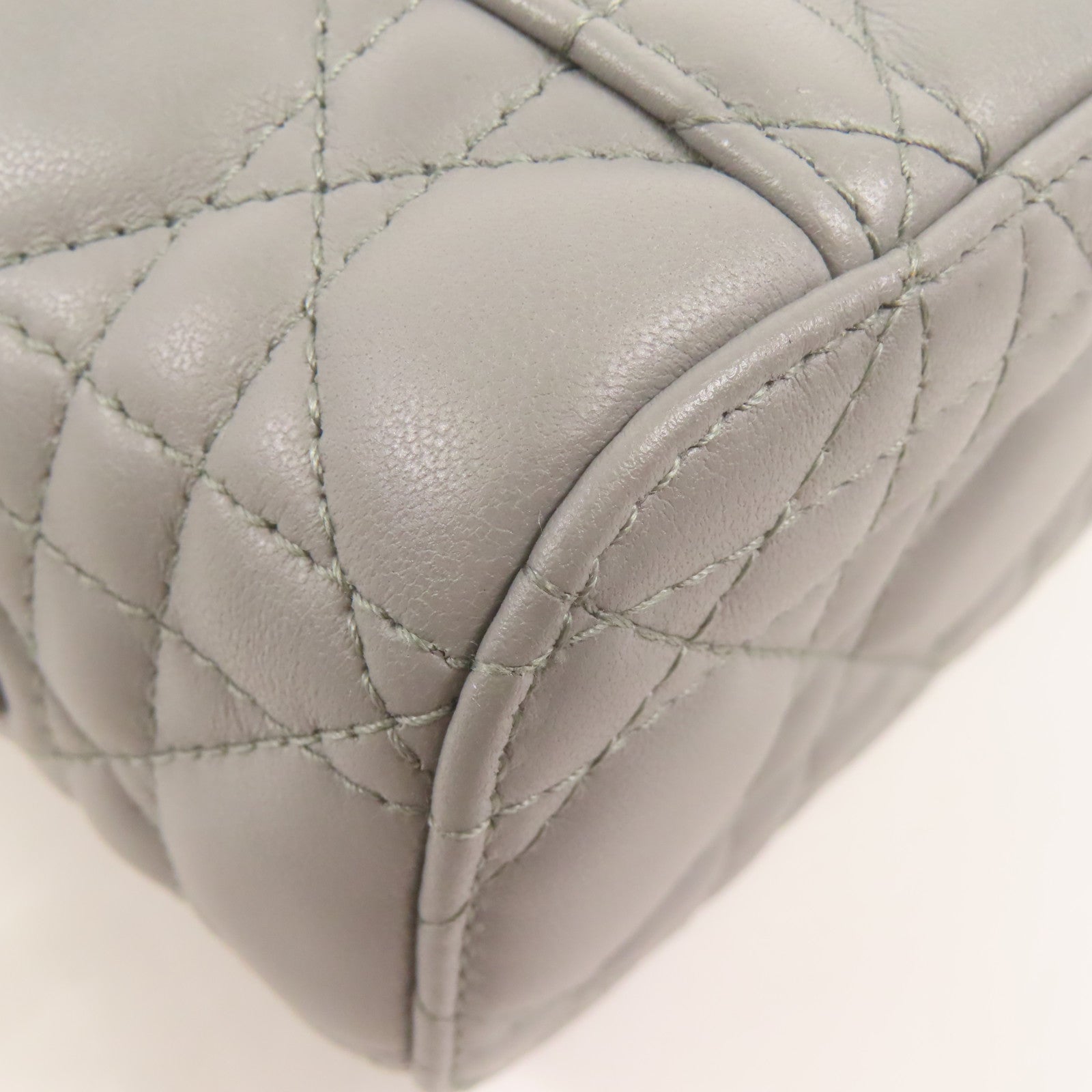 Dior CD GHW Micro Vanity Case 2 Way Bag Lambskin Leather Grey