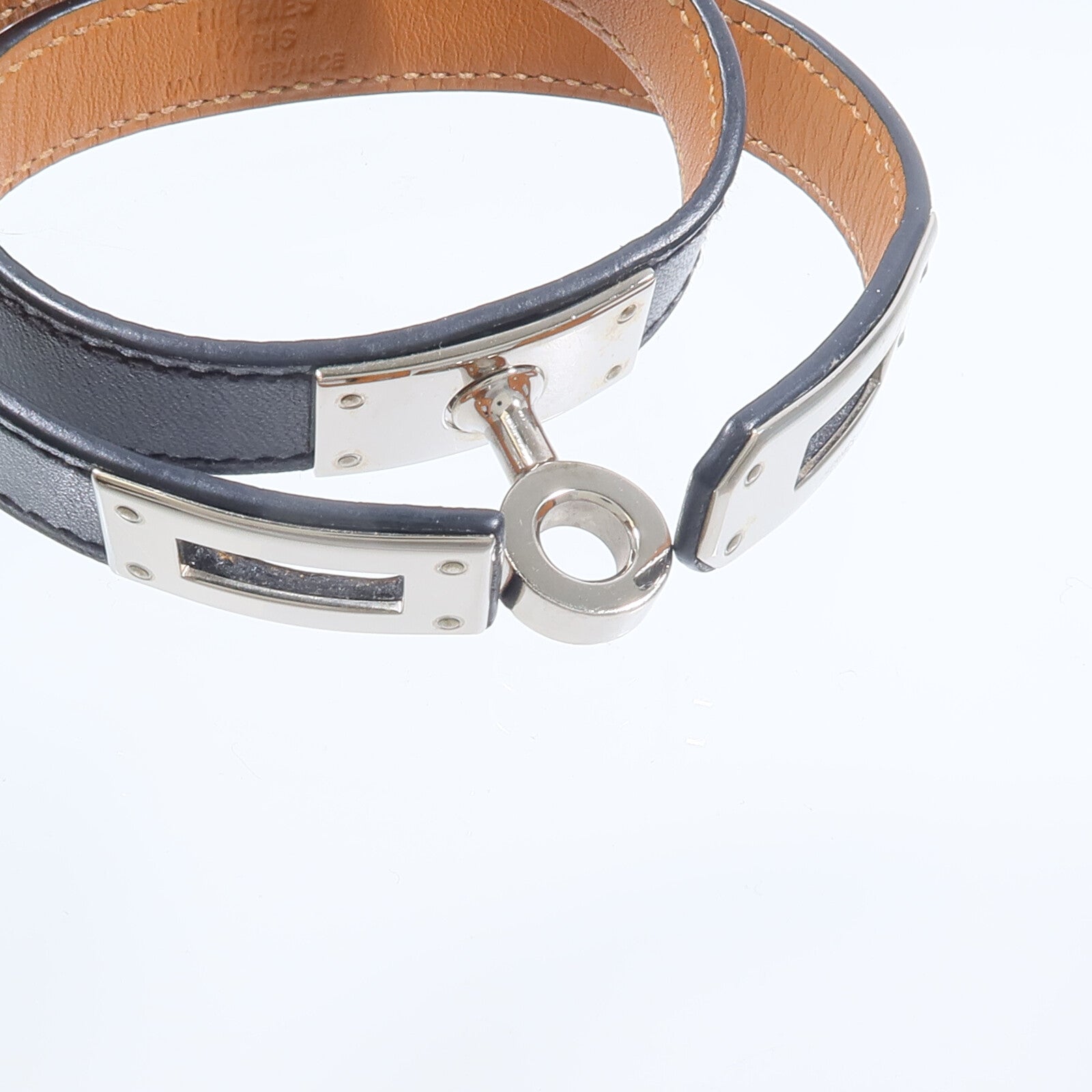 HERMES Box Calf皮革Kelly Double Tour手帶Noir