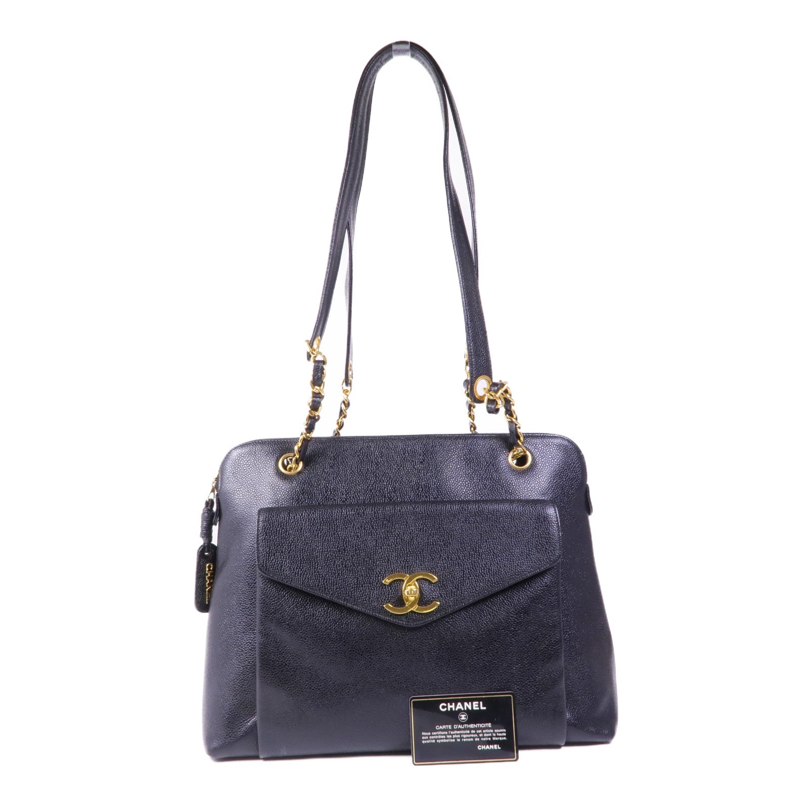 CHANEL 牛皮皮革Shoulder Tote金扣肩背袋/手挽袋