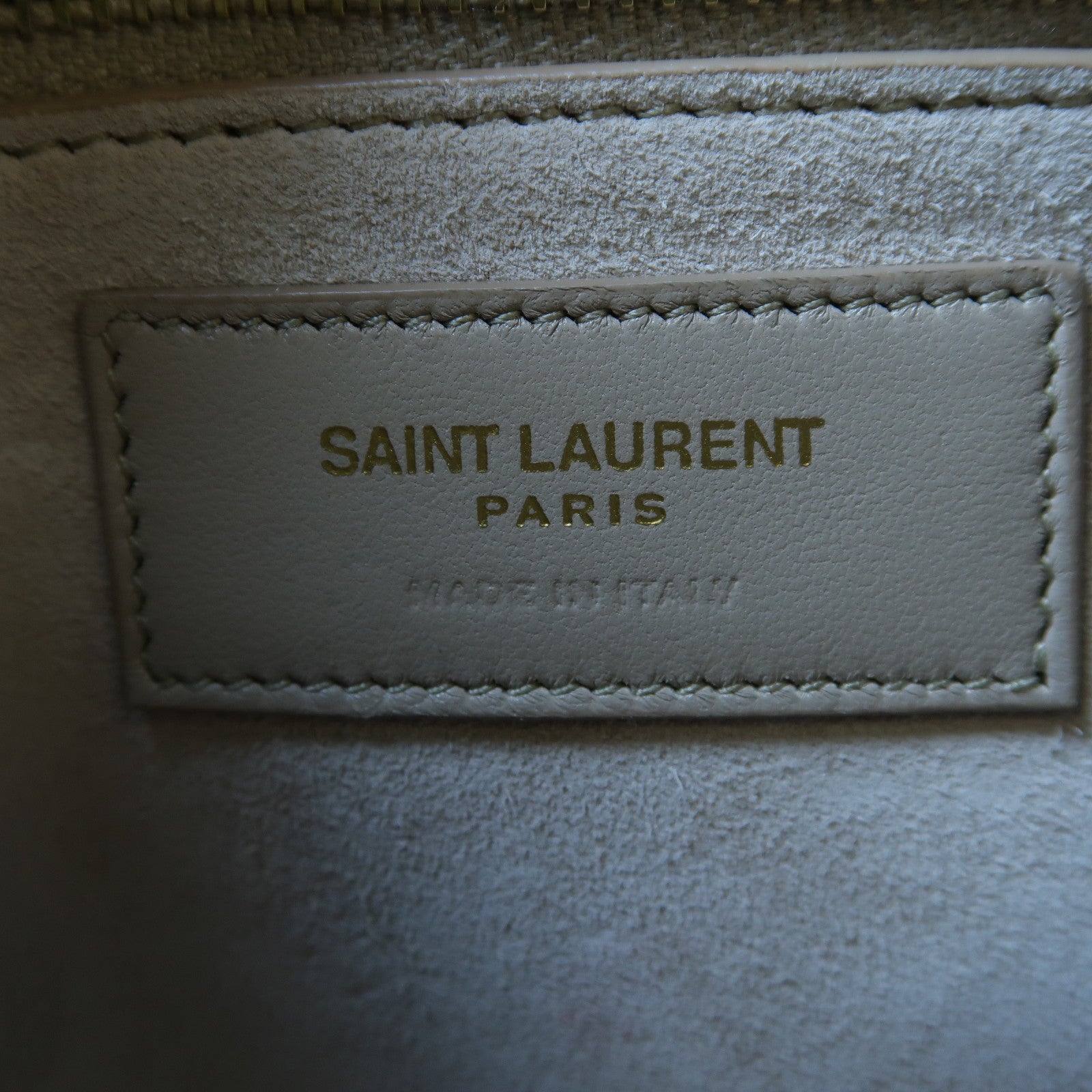 SAINT LAURENT 牛皮皮革Le Fermoir金扣肩背袋白色