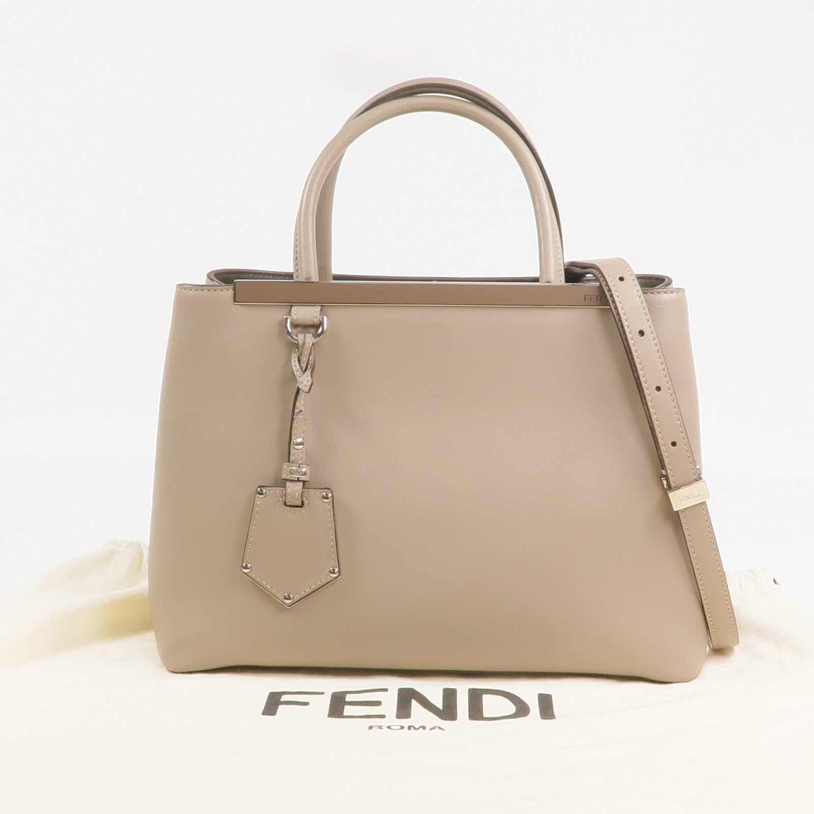 FENDI 【激減優惠】牛皮皮革2 Jours Bag Small銀扣手挽肩背兩用袋