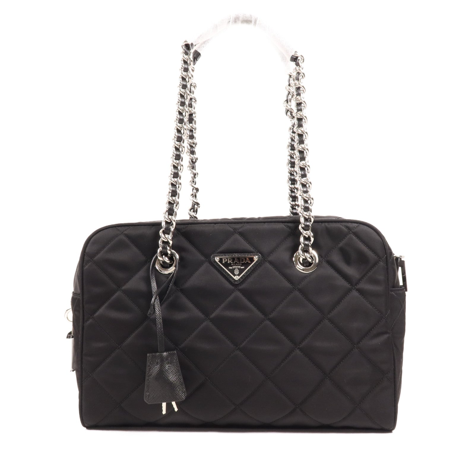 PRADA 尼龍Shoulder Bag銀扣鏈帶肩背袋