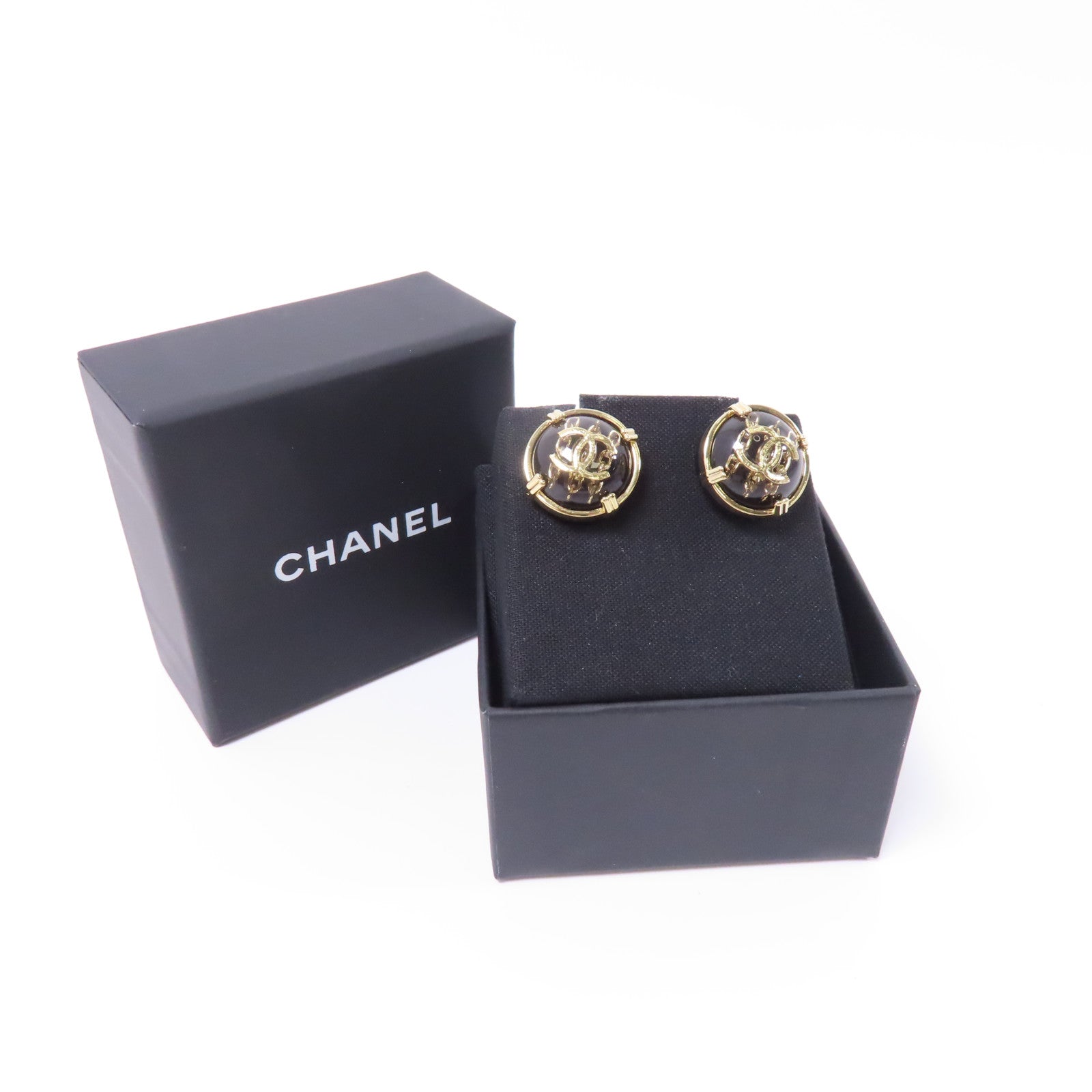 CHANEL PVC/金屬Earrings耳環金色/黑色