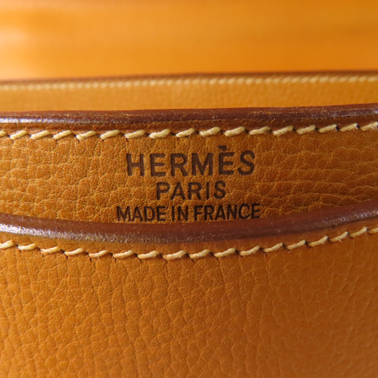 HERMES Evergrain皮革Briefcase銀扣公事包Camel